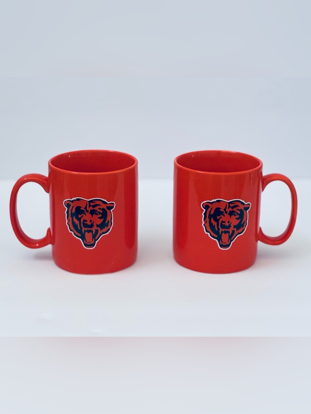 Orange Chicago Bears Ceramic Coffee Mugs Bold Team Logo Set of 2